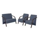 Conjunto Vênus 2 Poltronas de 1 Lugar e 1 de 2 Lugares Braço Madeira D Salla Suede Conjunto Vênus 2 Poltronas de 1 Lugar e 1 de 2 Lugares Braço Madeira D Salla Suede