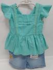 Conjunto Verão Menina Blusa Shorts Jeans Luxo Paraiso 17158