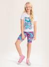 Conjunto Verão Menina Branco Blusa e Shorts Ciclista Urso de Corações Conjunto Verão Menina Branco Blusa e Shorts Ciclista Urso de Corações