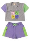 Conjunto Verão Menina Mescla Cropped E Shorts Com Lapela Live Smiling For Life Conjunto Verão Menina Mescla Cropped E Shorts Com Lapela Live Smiling For Life