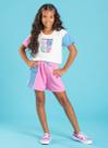 Conjunto Verão Menina Natural Cropped E Shorts Com Lapela Live Smiling For Life Conjunto Verão Menina Natural Cropped E Shorts Com Lapela Live Smiling For Life