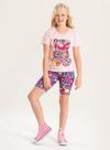 Conjunto Verão Menina Rosa Blusa e Shorts Ciclista Urso de Corações Conjunto Verão Menina Rosa Blusa e Shorts Ciclista Urso de Corações