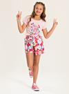 Conjunto Verão Menina Rosa Blusa e Shorts Saia Florzinhas