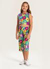Conjunto Verão Menina Royal Cropped Com Amarração nas Costas e Calça Pantacourt Florido