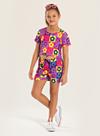 Conjunto Verão Menina Tulipa Cropped e Shorts Com Cadarço Florzinhas