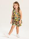 Conjunto Verão Menina Verde Cropped Regata e Shorts com Babado Jardim dos Pássaros
