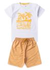 Conjunto Verão Menino Branco Camiseta e Bermuda com Cadarço Los Angeles