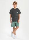 Conjunto Verão Menino Cinza Camiseta e Bermuda Com Cadarço Estilo Urbano
