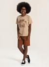Conjunto Verão Menino Marrom Camiseta e Bermuda com Bolso Surf