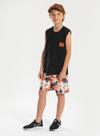 Conjunto Verão Menino Preto Regata com Aplique e Bermuda Coqueiros