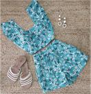 Conjunto verde água florido cropped é short