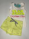 Conjunto verde Florescente , shorts + blusa femino tamanho 1