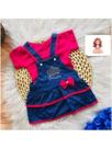 Conjunto Vestido + Blusa Princesa Bebe Menina Com Babado Tam RN a 03 Meses - Conjunto Vestido + Blusa Princesa Bebe Menina Com Babado Tam RN a 03 Meses -
