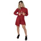 Conjunto Vestido Tubinho Cardigan Manga Longa Kimono Inverno