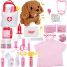 Conjunto veterinário Toy Doctor Kit TEUVO com cachorro de pelúcia e fantasia