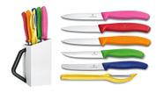 Conjunto Victorinox 5 facas descascador e lindo Cepo organizador na cor branca