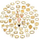 Conjunto Vintage de Anillos Apilables Dourados 17KM com 60 Peças para Mulheres Conjunto Vintage de Anillos Apilables Dourados 17KM com 60 Peças para Mulheres