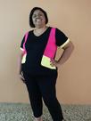Conjunto viscolaycra Calça capri e blusa c/detalhes coloridos