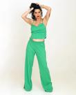 Conjunto Wide leg e cropped com babado