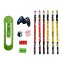 Conjunto Word Game 6 Lápis 1 Apontador 1 Régua 4 Borrachas 3D School Basics