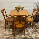 Conjunto X Mesa 80x80 Com 4 Cadeiras X Madeira Maciça Mel