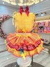 Conjunto Xadrez Junino Infantil Amarelo Cropped Saia Festa Junina Caipira Quadrilha Sinhá São João