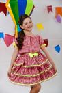 Conjunto Xadrez Junino Infantil Vermelho Cropped Saia Festa Junina Caipira Quadrilha Sinhá São João