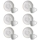 Conjunto Xícara de Cafezinho com Pires 06 Peças Orgânico New White Gold Stoneware Porto Brasil Conjunto Xícara de Cafezinho com Pires 06 Peças Orgânico New White Gold Stoneware Porto Brasil