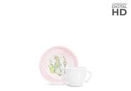 Conjunto xicara de cha com pires lapin rosa- pascoa