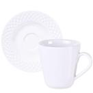 Conjunto Xícara e Pires 70ml Porcelana Decorada Tramontina Ingrid Branca