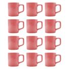 Conjunto Xícaras Café Cerâmica Rosa Vibrante 80mL - 12un