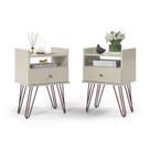 Conjuntode Mesas de Cabeceira BI Cor Off White