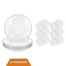 Conjuntos de 12 Pratos de Vidros Transparentes Fundos 22cm