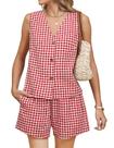 Conjuntos de 2 peças para roupas femininas de verão PEHMEA 2025 Red