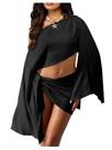 Conjuntos de 2 peças: Poncho Crop Tops, saia envolvente, capa de maiô Conjuntos de 2 peças: Poncho Crop Tops, saia envolvente, capa de maiô