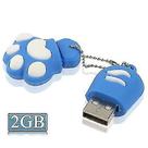 Conjuntos de acessórios de computador 2gb em forma de pata de urso em silicone usb 2.0 flash disk com copo anti-poeira azul