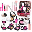 Conjuntos de brinquedos de maquiagem fingidos para meninas de 3 a 8 anos, kit de maquiagem infantil para brincar, conjunto de toucador, brinquedos cosméticos falsos laváveis, acessórios de beleza estilo princesa, presente para crianças de 3 a 12 anos