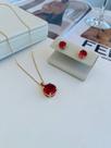 Conjuntos de colar e brinco Cristal de vidro Vermelho Rubi banhado a Ouro