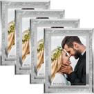 Conjuntos de Marcos para Fotos HIKWADERY Plateados 5x7 Set de 4 con Vidrio Real