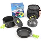 Conjuntos de panelas Conjunto de panelas de acampamento ao ar livre de liga para 3 pessoas panela de piquenique frigideira conjunto de chaleira panela de fritar