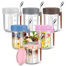 Conjuntos de Potes para Aveia Noturna Yeenhoopy 6 Unidades 480mL de Vidro com Tampas Conjuntos de Potes para Aveia Noturna Yeenhoopy 6 Unidades 480mL de Vidro com Tampas