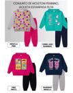 Conjuntos Moletom flanelado Infantil Feminino aberto com zíper Conjuntos Moletom flanelado Infantil Feminino aberto com zíper