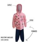 Conjuntos Moletom Infantil feminino Blusa e Calça Flanelado Agasalho Inverno Capuz Ziper Punho, Roupa Menina frio criança tamanhos 04 06 08