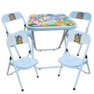 Conjutno Mesa Mesinha Infantil e 4 Cadeiras Dobrável Até 40 Kg Branco Estampa Circo