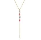 Conjuto com colar, pulseira e brincos ametista e rubii banhado a ouro 18k