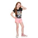 Conjuto Feminino Infantil Blusa Meia Malha Shorts Moletinho Conjuto Feminino Infantil Blusa Meia Malha Shorts Moletinho