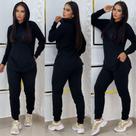 Conjuto lanzinha calça e blusa com capuz feminino queitinha outono inverno