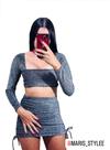 Conjuto Lurex Saia Cropped Brilho Gliter