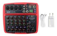 Console 8 Canais Profissional Nvki08bt Vermelho C/ Bluetooth - NOVIK