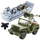 Construindo uma embarcação de desembarque Toy hhohio para a Segunda Guerra Mundial com 4 soldados Construindo uma embarcação de desembarque Toy hhohio para a Segunda Guerra Mundial com 4 soldados